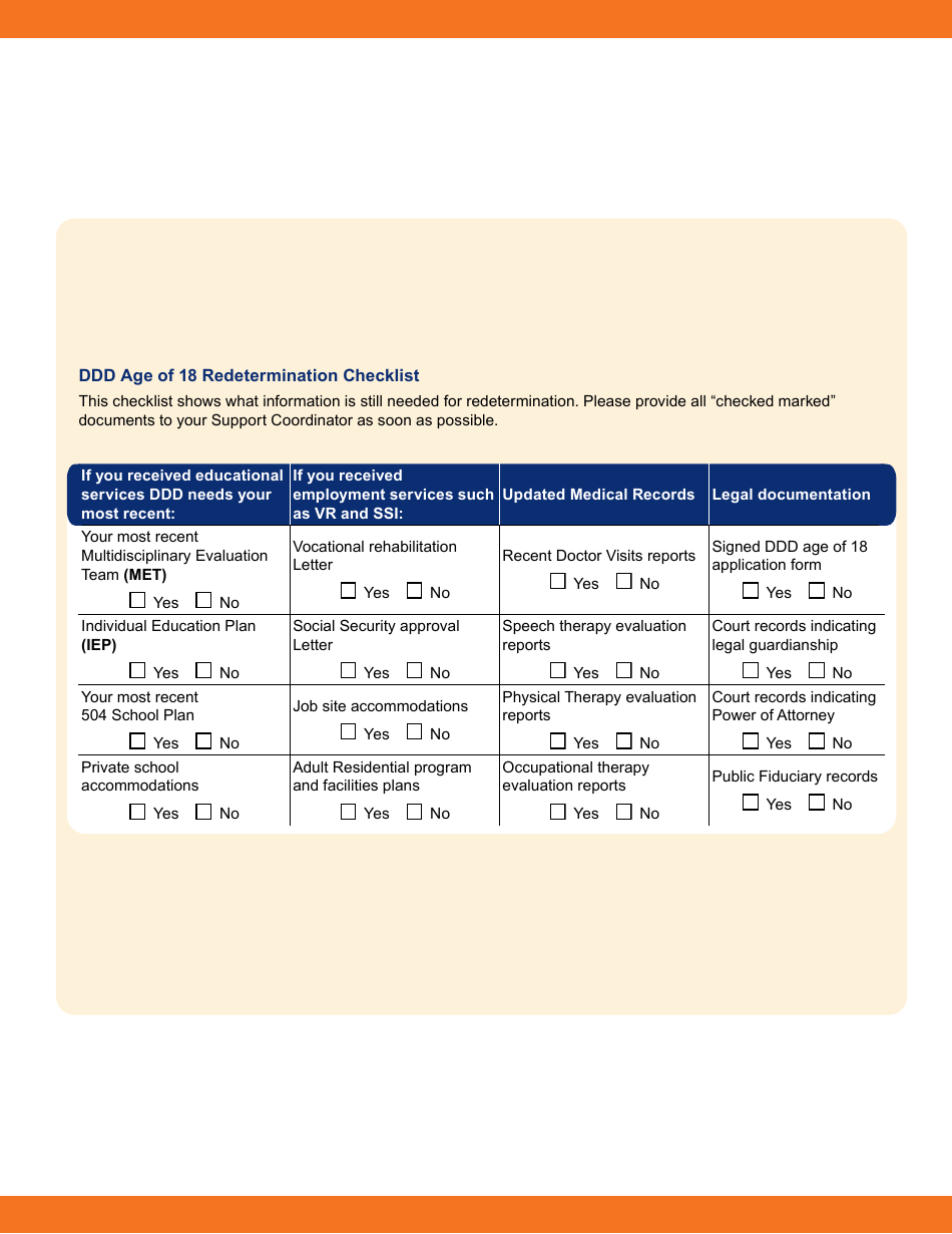 Form DDD-2250A Age 18 Redetermination Packet - Arizona, Page 6