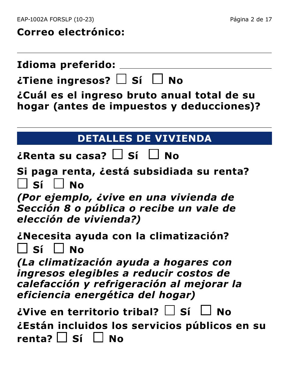 Formulario EAP-1002A-SLP Solicitud De Liheap - Large Print - Arizona (Spanish), Page 2