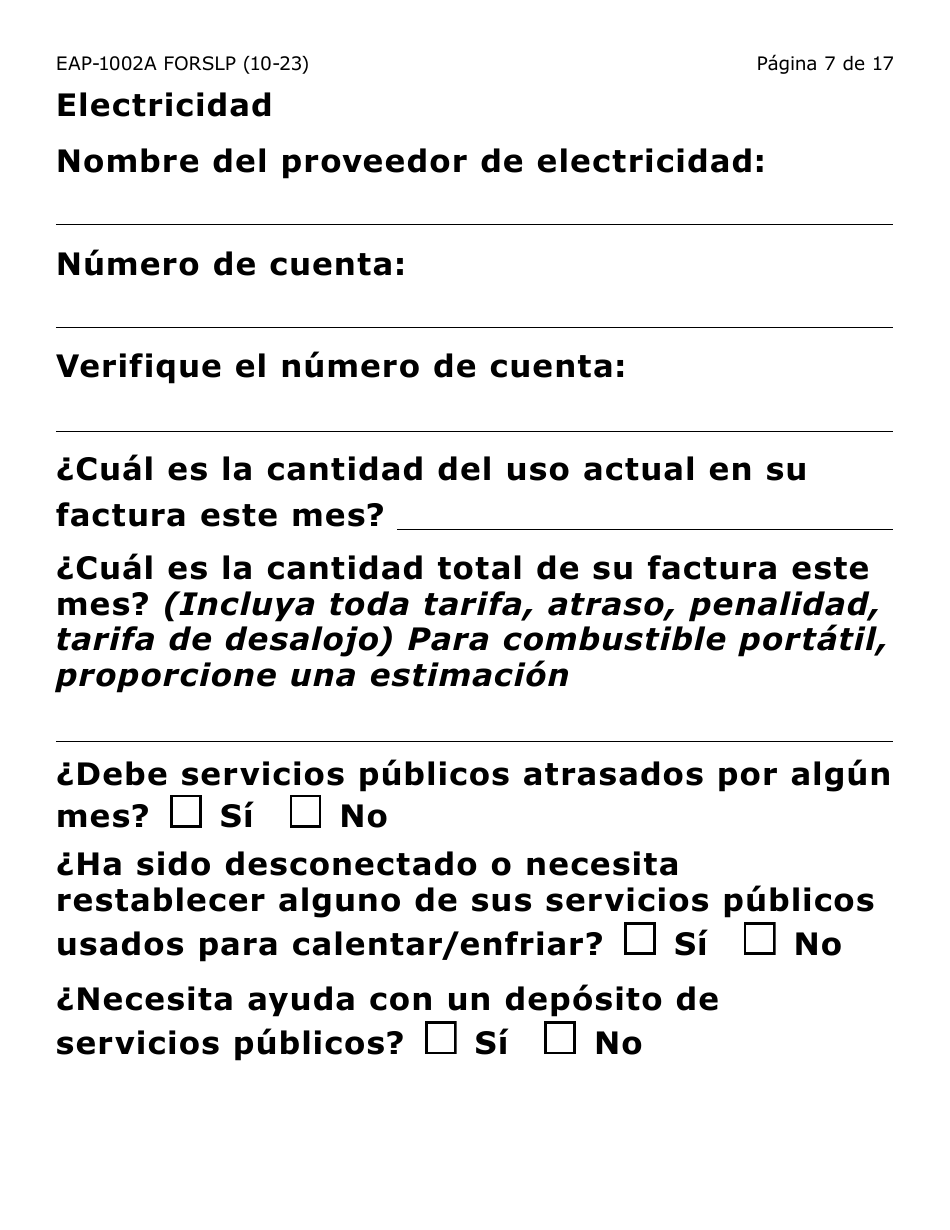 Formulario EAP-1002A-SLP Solicitud De Liheap - Large Print - Arizona (Spanish), Page 7