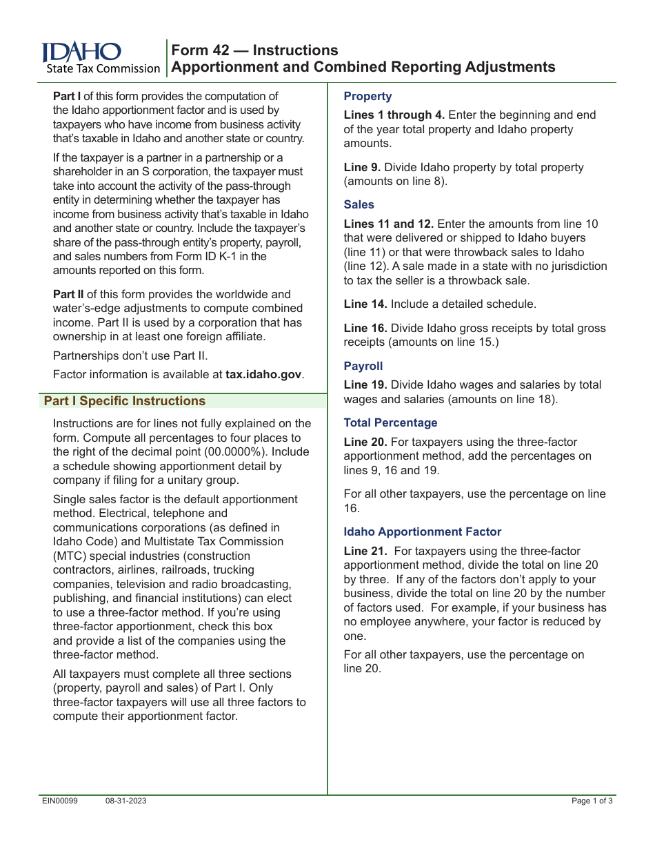 Form 42 (EFO00029) Apportionment and Combined Reporting Adjustments - Idaho, Page 2