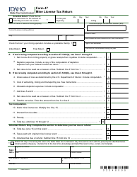 Document preview: Form 47 (EFO00048) Mine License Tax Return - Idaho