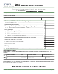 Document preview: Form 48 (EFO00159) Kilowatt Hour (Kwh) License Tax Statement - Idaho