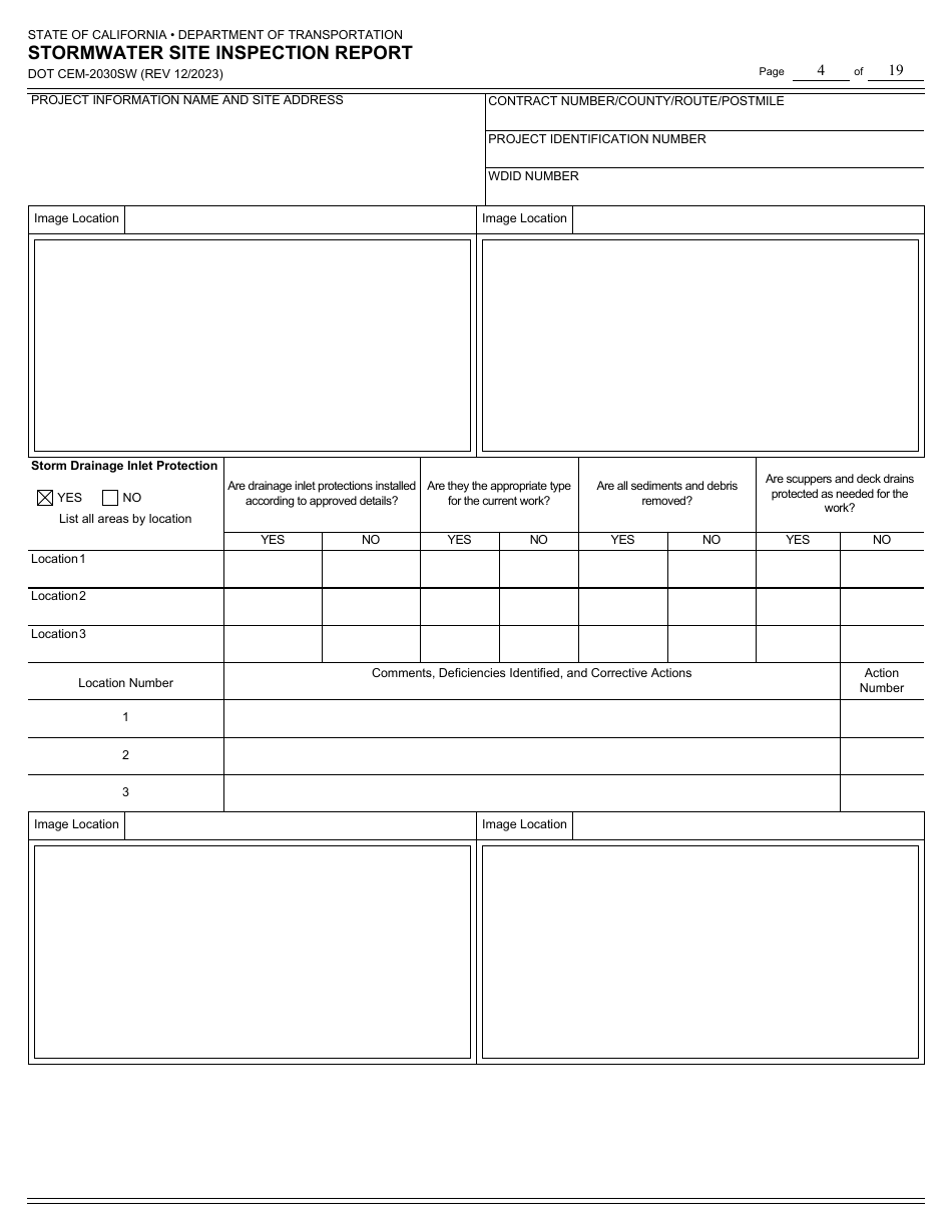 Form DOT CEM-2030SW Stormwater Site Inspection Report - California, Page 4