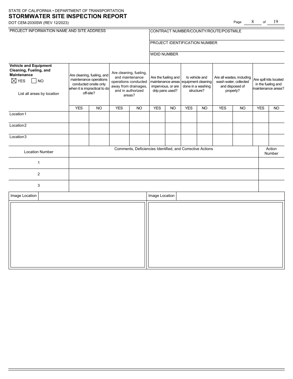 Form DOT CEM-2030SW Stormwater Site Inspection Report - California, Page 8