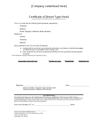 Document preview: Export Certificate Template