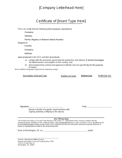 Export Certificate Template