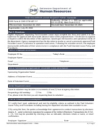 Document preview: Paid Volunteer Leave Request Form - Statewide - Delaware