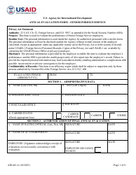 Document preview: Form AID461-6 Annual Evaluation Form - Senior Foreign Service
