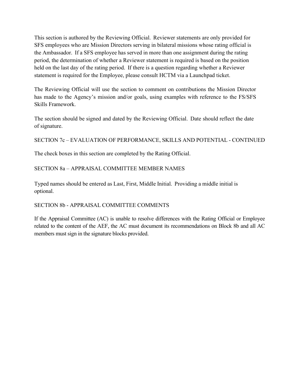 Form AID461-6 Annual Evaluation Form - Senior Foreign Service, Page 11