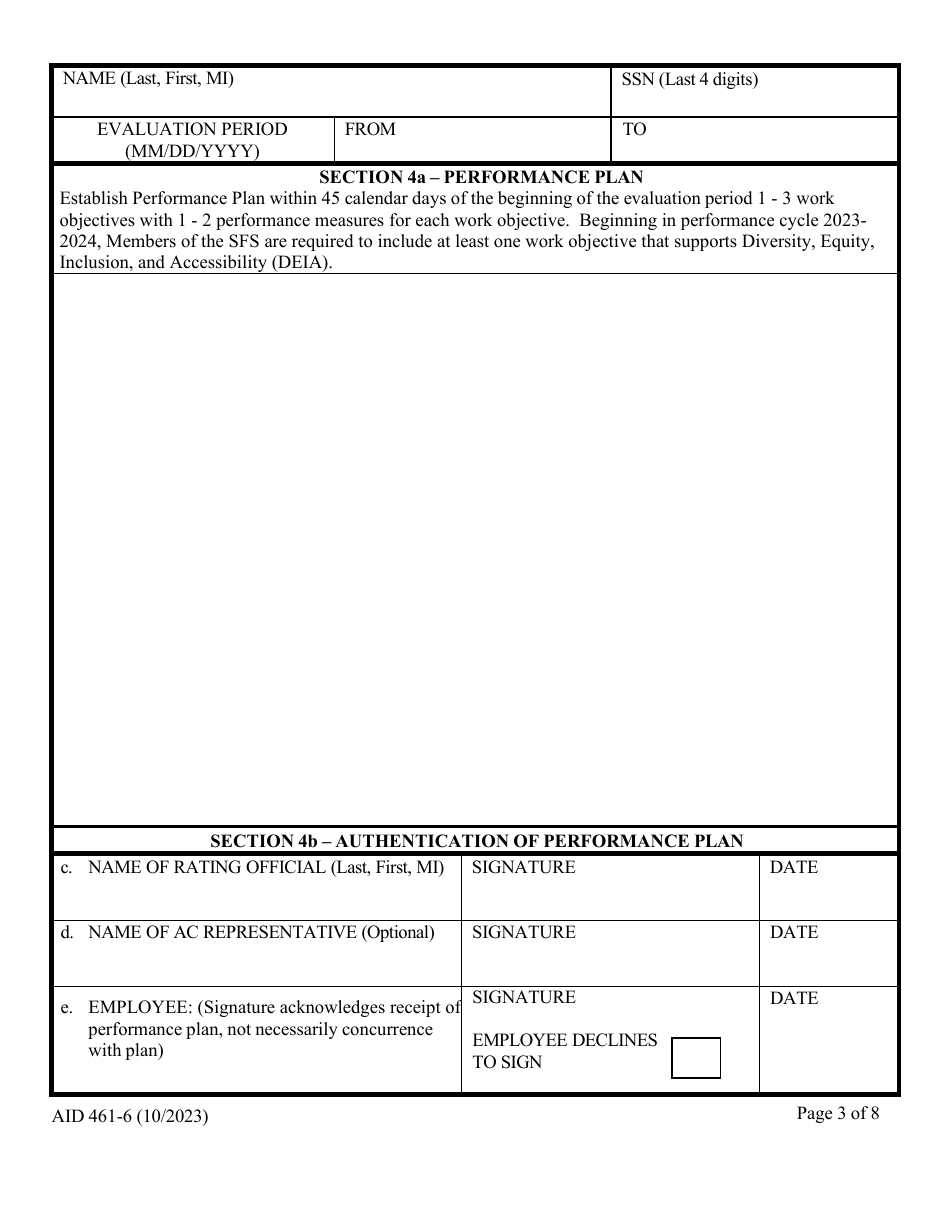Form AID461-6 Annual Evaluation Form - Senior Foreign Service, Page 3