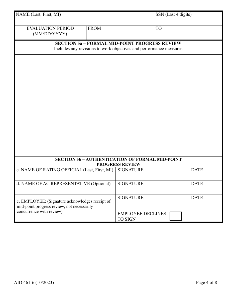 Form AID461-6 Annual Evaluation Form - Senior Foreign Service, Page 4