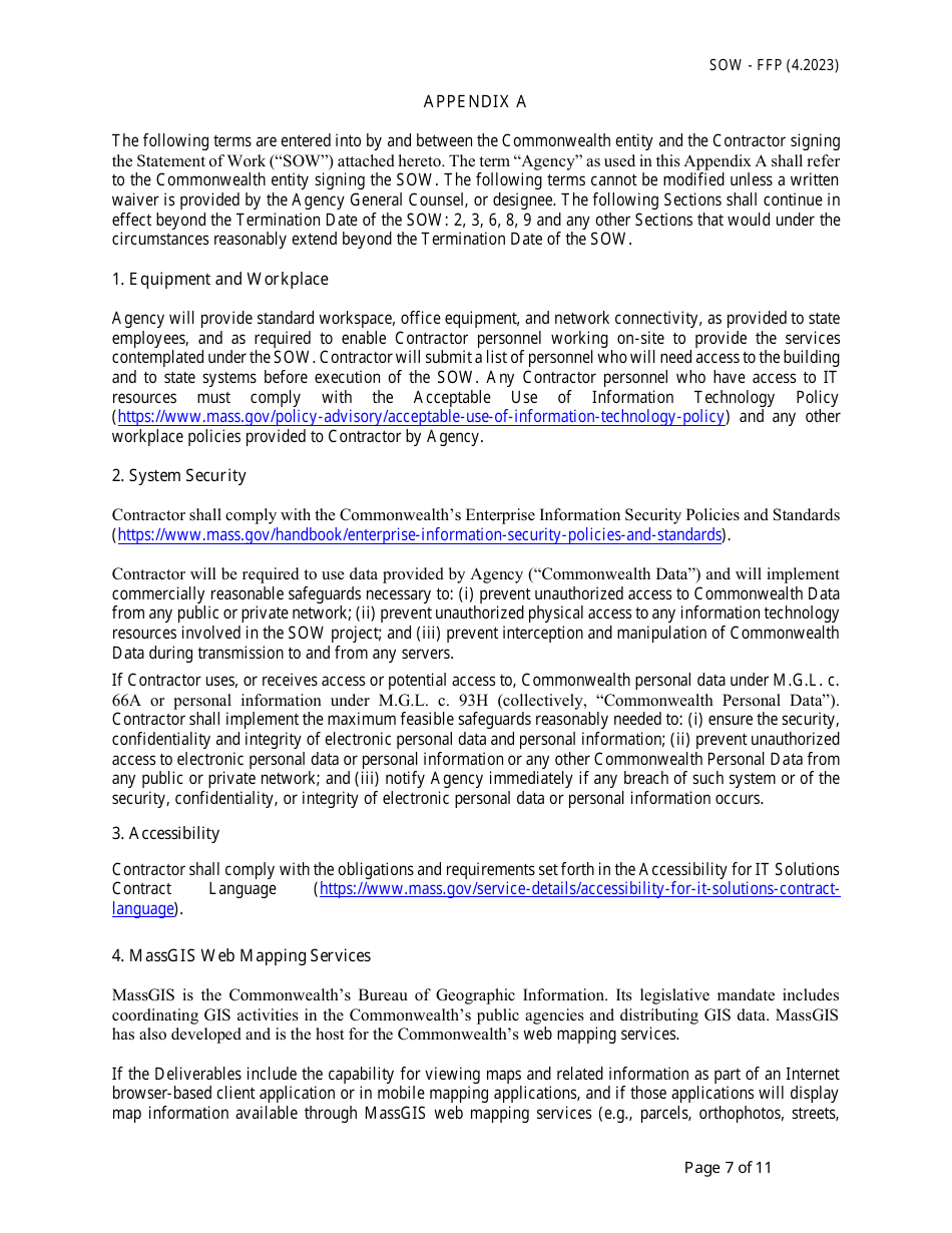 Statement of Work - Fixed Price - Massachusetts, Page 7