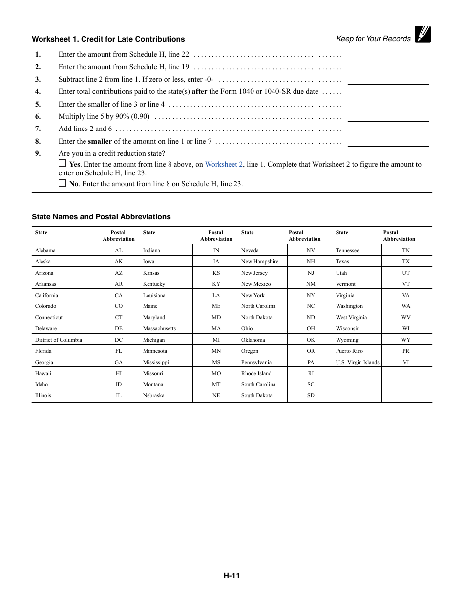 Instructions for IRS Form 1040 Schedule H Household Employment Taxes, Page 11