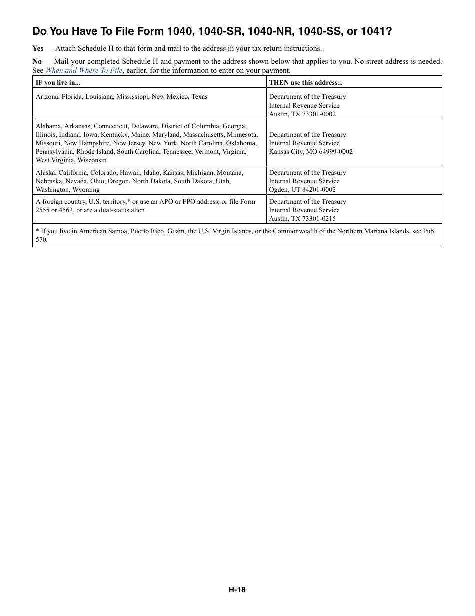 Instructions for IRS Form 1040 Schedule H Household Employment Taxes, Page 18