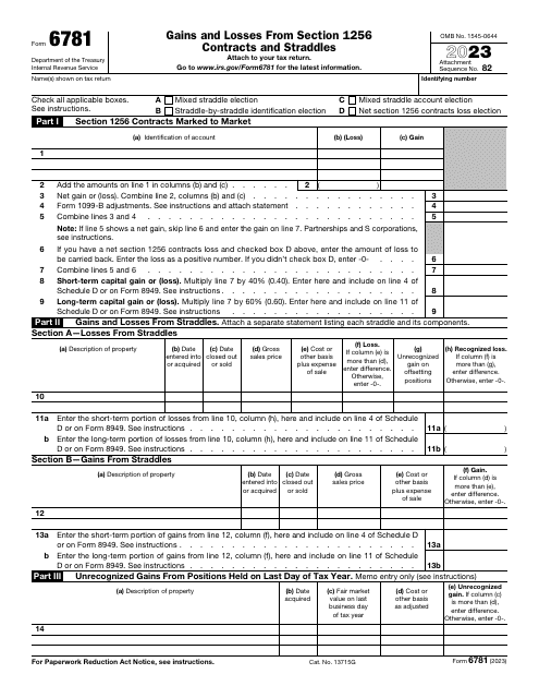 IRS Form 6781 2023 Printable Pdf