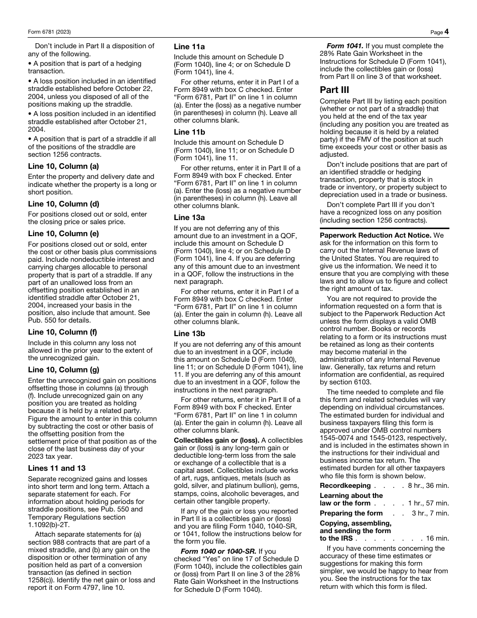 IRS Form 6781 Gains and Losses From Section 1256 Contracts and Straddles, Page 4