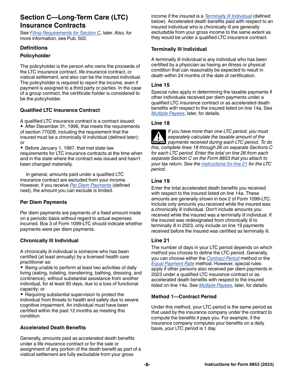 Instructions for IRS Form 8853 Archer Msas and Long-Term Care Insurance Contracts, Page 8
