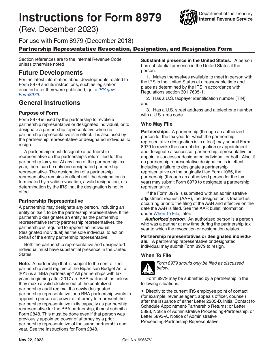 Download Instructions for IRS Form 8979 Partnership Representative ...