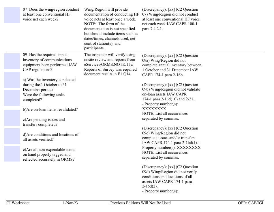 Form C-2 Ci Worksheet - Communications, Page 3