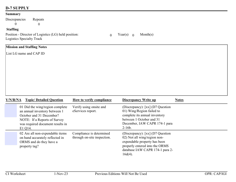 Form D-7  Printable Pdf