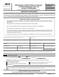 Document preview: IRS Form SS-8 Determination of Worker Status for Purposes of Federal Employment Taxes and Income Tax Withholding