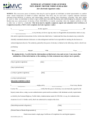 Document preview: Form DLR-NSPOA Power of Attorney for Licensed New Jersey Motor Vehicle Dealers (For Electronic Signature Only) - New Jersey