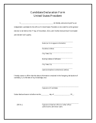 Document preview: Candidate Declaration Form - United States President - Missouri, 2024