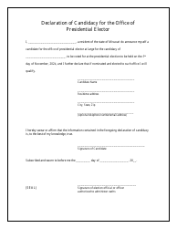 Document preview: Declaration of Candidacy for the Office of Presidential Elector - Missouri, 2024