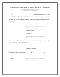 Document preview: Candidate Declaration of Intent Write-In Candidate - United States President - Missouri, 2024