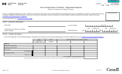 Document preview: Form B400-2 Fuel Charge Return Schedule - Registered Importer - Canada