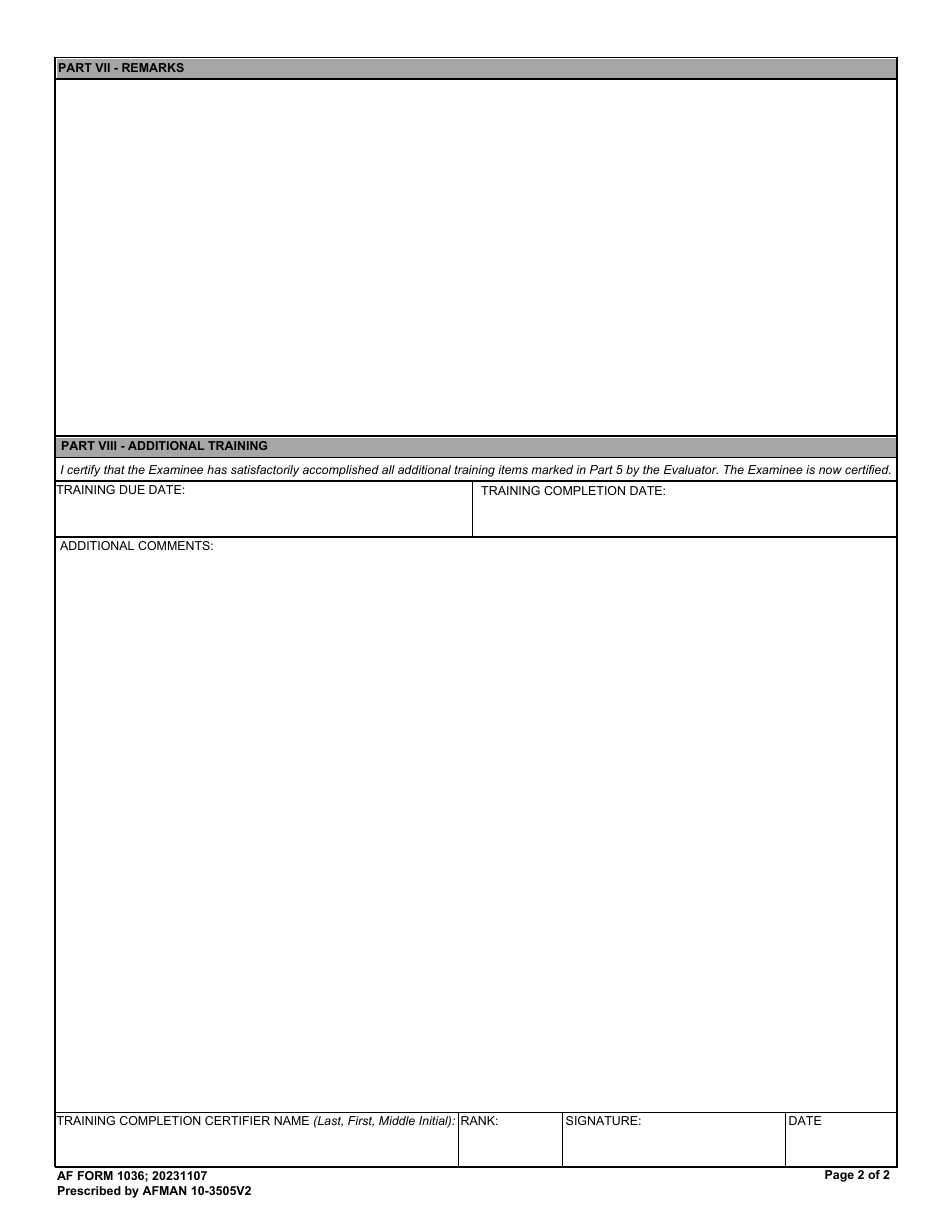 AF Form 1036 Jtac Initial Certification Training, Page 2