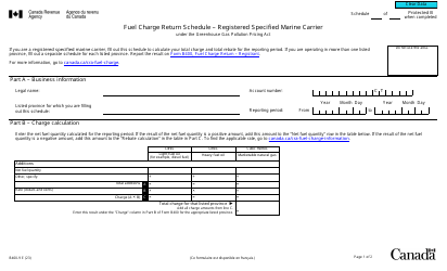 Document preview: Form B400-9 Fuel Charge Return Schedule - Registered Specified Marine Carrier - Canada