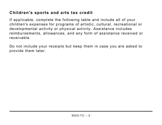 Form 5003-TC (NS479) Nova Scotia Credits - Large Print - Canada, Page 2