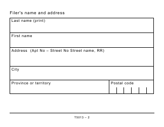 Form T5013 Statement of Partnership Income - Large Print - Canada, Page 2