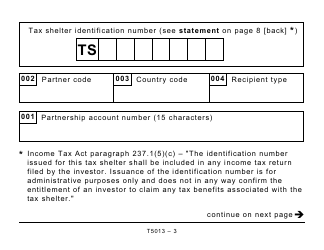 Form T5013 Statement of Partnership Income - Large Print - Canada, Page 3