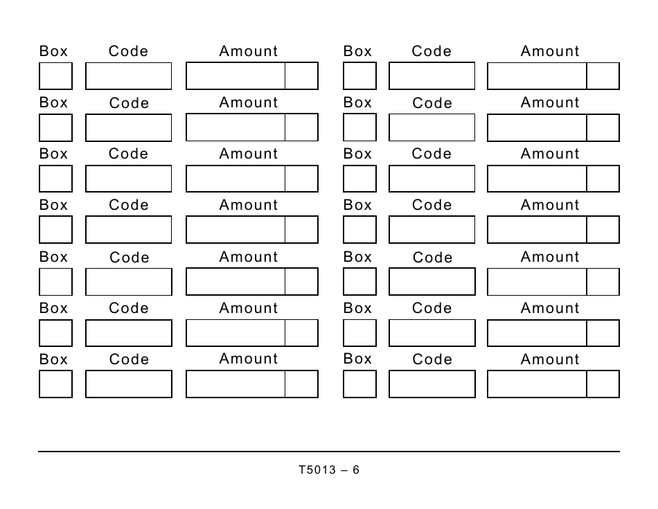 Form T5013 Statement of Partnership Income - Large Print - Canada, Page 6