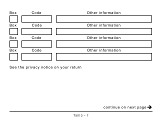 Form T5013 Statement of Partnership Income - Large Print - Canada, Page 7