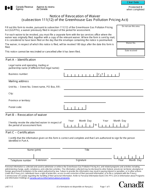 Form L407-1  Printable Pdf
