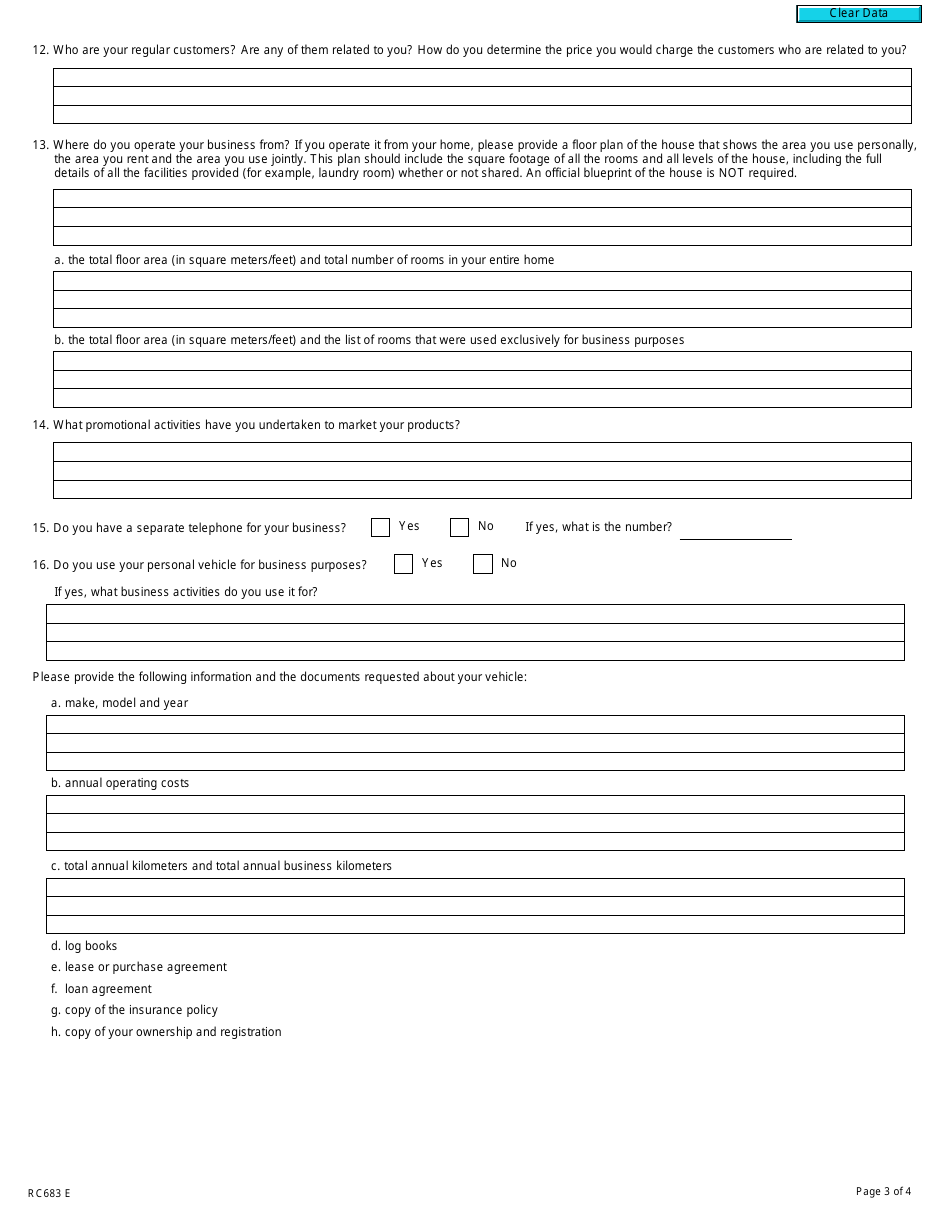 Form RC683 Refund Examination Program - Business Information - Canada, Page 3