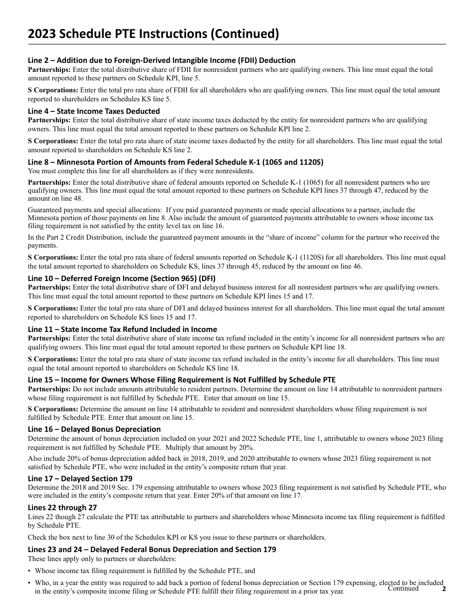 Schedule PTE Pass-Through Entity Tax - Minnesota, Page 4