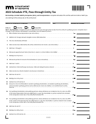 Document preview: Schedule PTE Pass-Through Entity Tax - Minnesota, 2023