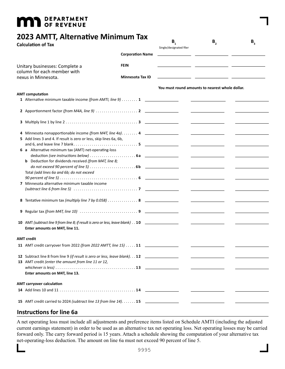 Form AMTT Alternative Minimum Tax - Minnesota, Page 1
