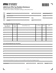 Form TPD Tax Position Disclosure - Minnesota