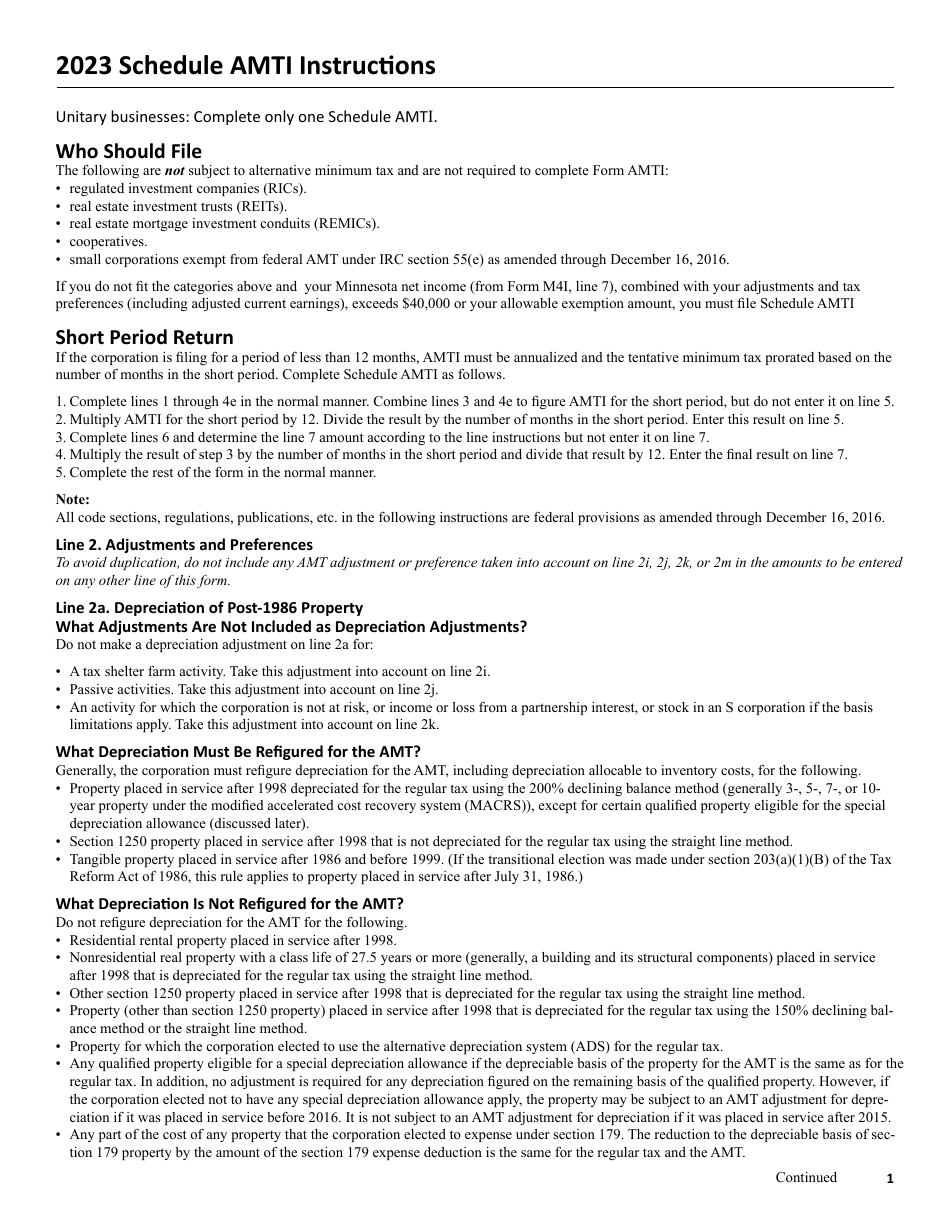Schedule AMTI Alternative Minimum Tax - Minnesota, Page 3