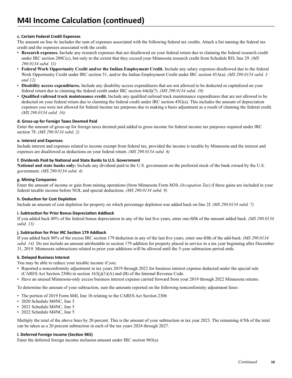 Instructions for Form M4, M4I, M4A, M4T - Minnesota, Page 10
