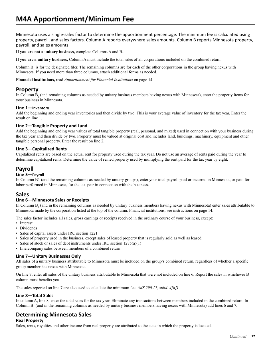 Instructions for Form M4, M4I, M4A, M4T - Minnesota, Page 12