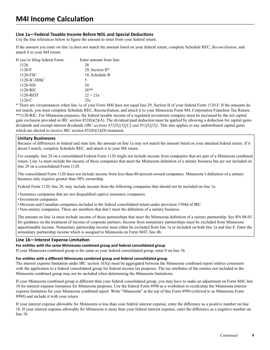 Instructions for Form M4, M4I, M4A, M4T - Minnesota, Page 8