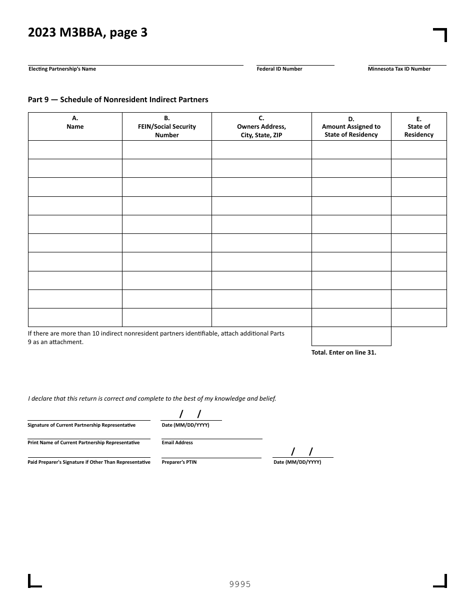 Form M3BBA Partnership Audit Report - Minnesota, Page 3