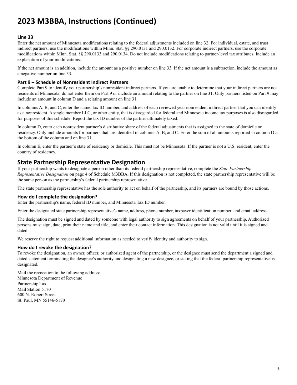 Form M3BBA Partnership Audit Report - Minnesota, Page 9