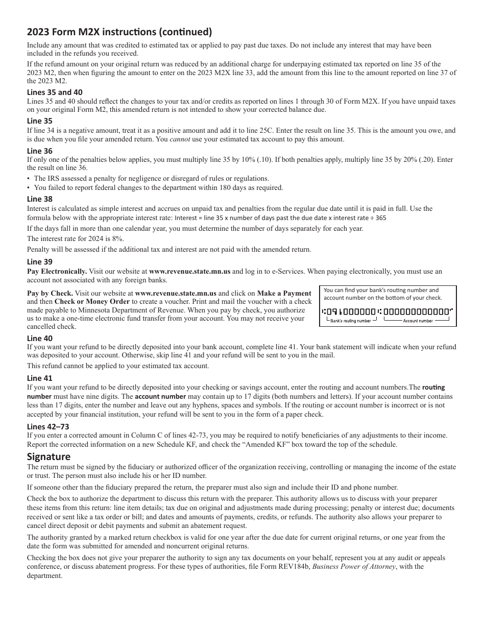 Form M2X Amended Income Tax Return for Estates and Trusts - Minnesota, Page 6